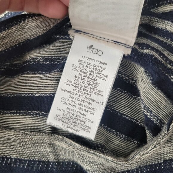 {Anthropologie} Dolan Mock Neck Striped Tunic Tank Top Navy Blue Size Medium - Picture 6 of 7